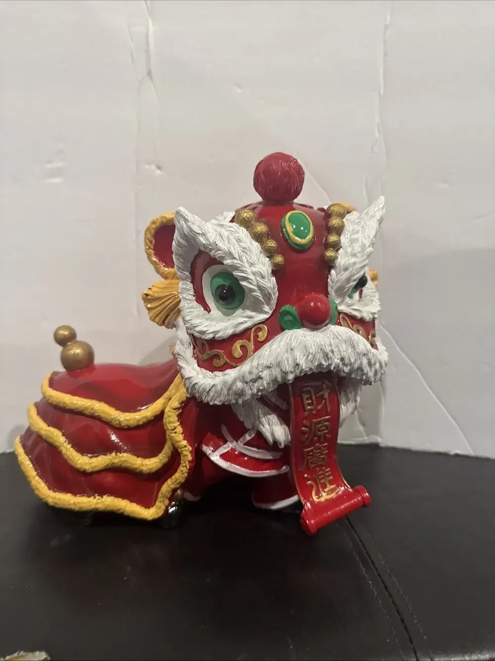 Chinese New Year Lion Dragon Figurine Red Gold Asian Decor Good Luck Fortune